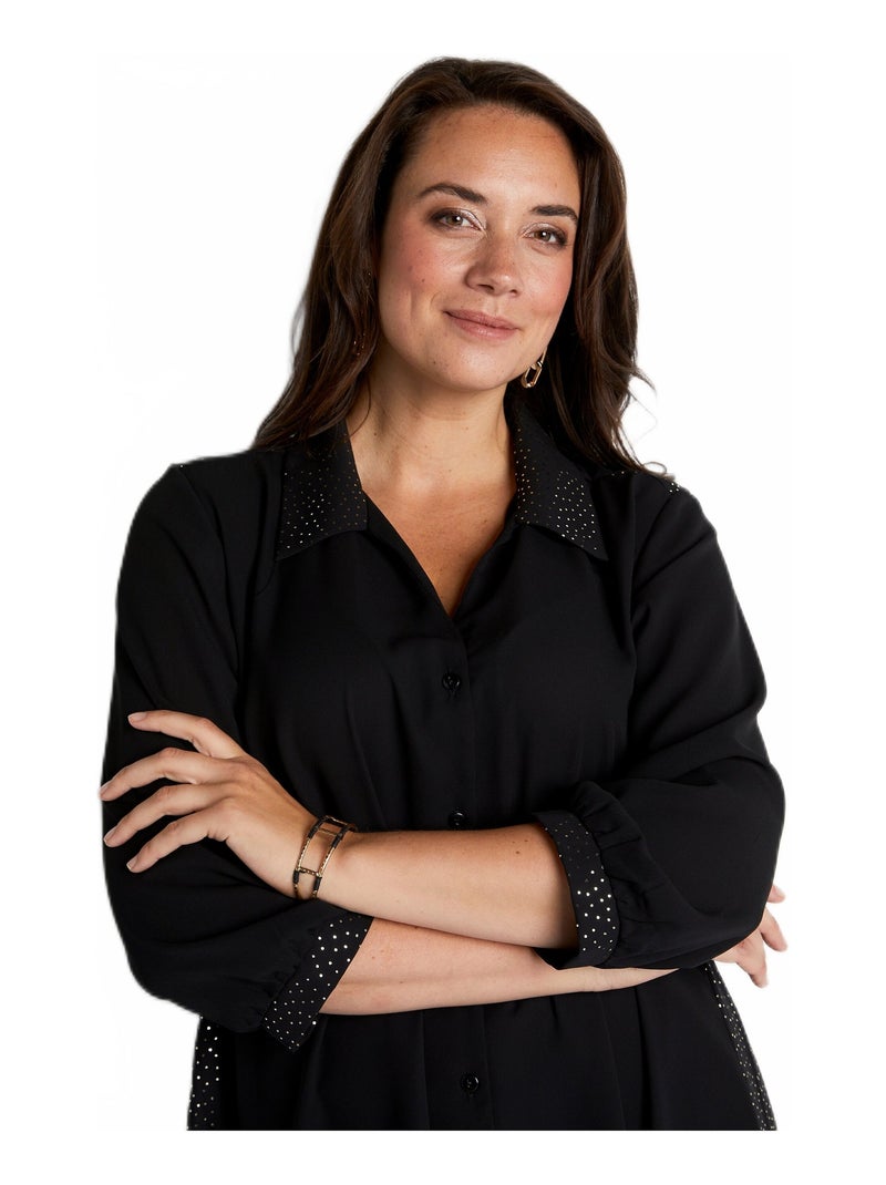 Chemisier plissé dos mi-long Noir - Kiabi