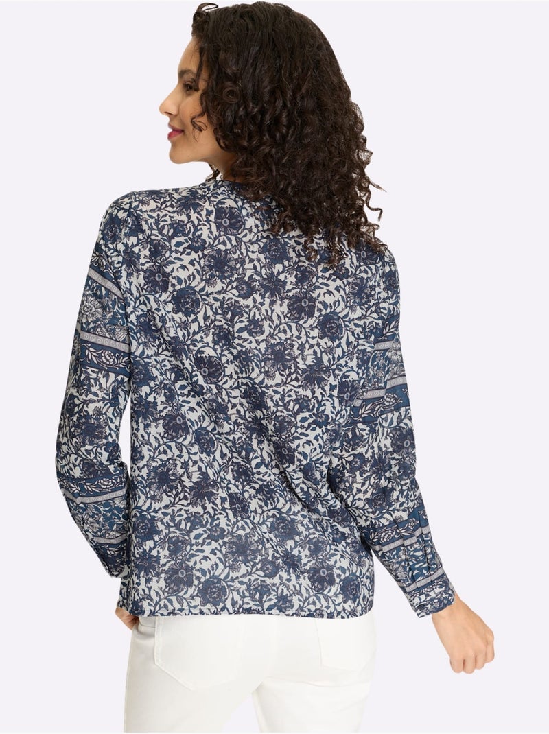 Chemisier Pur Coton - Taille Standard - Helline Blanc Bleu - Kiabi