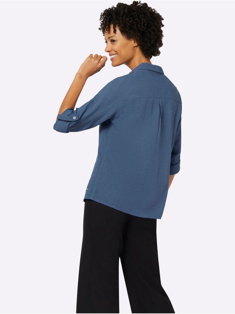 Chemisier Pur Coton - Taille Standard - Witt Bleu jean - Kiabi