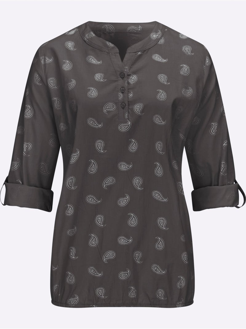 Chemisier pur coton - taille standard - witt gris anthracite - Kiabi