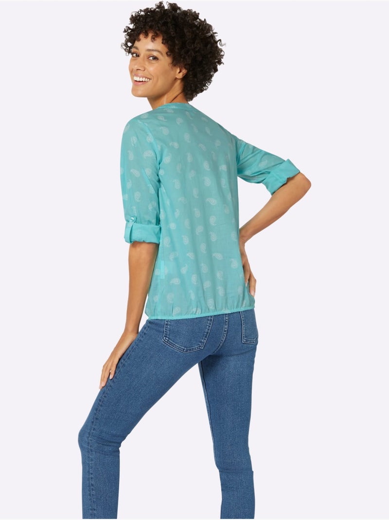 Chemisier pur coton - taille standard - witt Turquoise - Kiabi
