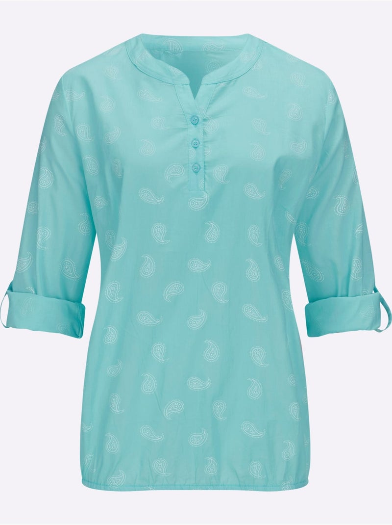 Chemisier pur coton - taille standard - witt Turquoise - Kiabi