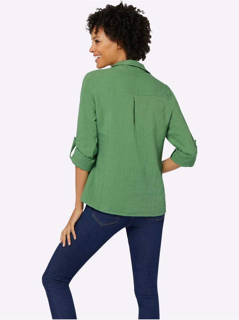 Chemisier Pur Coton - Taille Standard - Witt Vert clair - Kiabi
