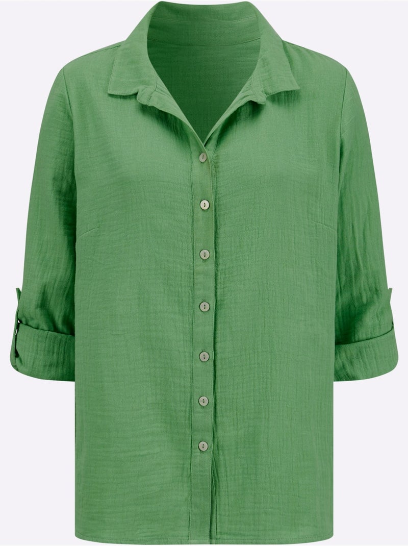 Chemisier Pur Coton - Taille Standard - Witt Vert clair - Kiabi