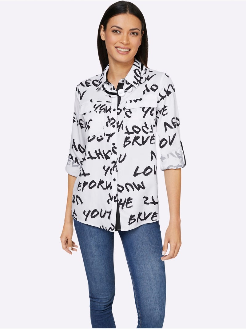 Chemisier Pur Lyocell - Taille Standard - Helline Blanc Noir - Kiabi
