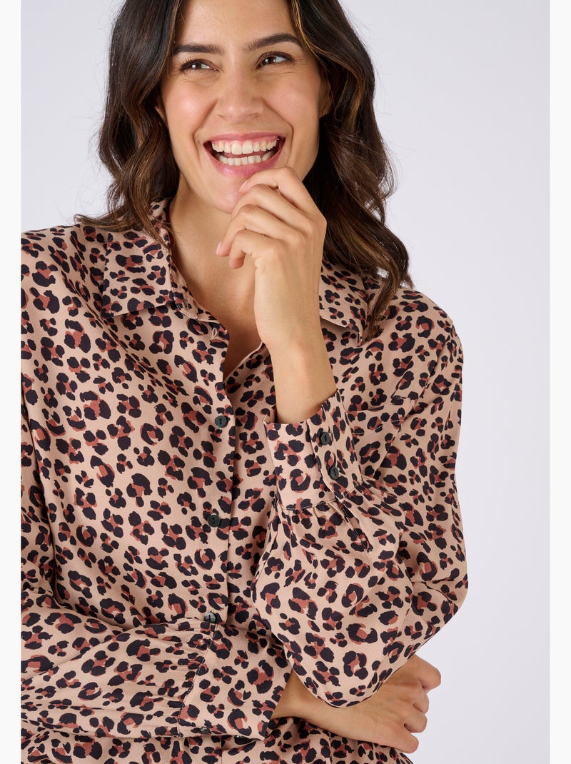 Chemisier pure viscose - Damart Marron - Kiabi