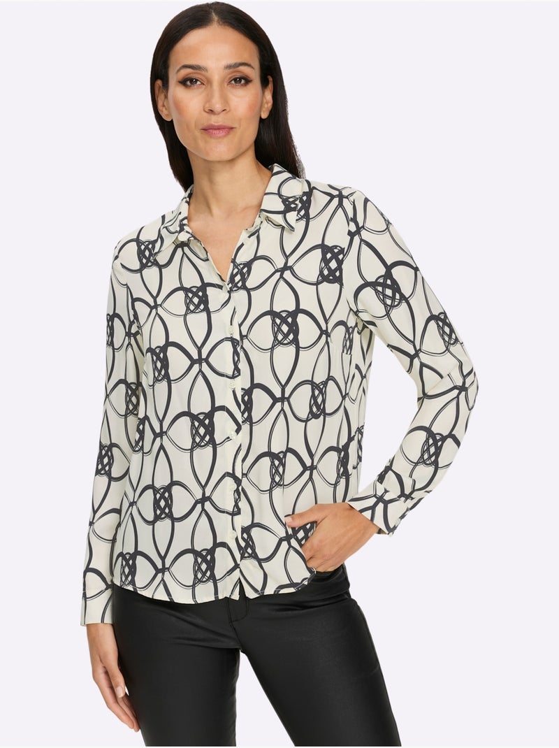 Chemisier Pure Viscose - Taille Standard - Helline Blanc Noir - Kiabi