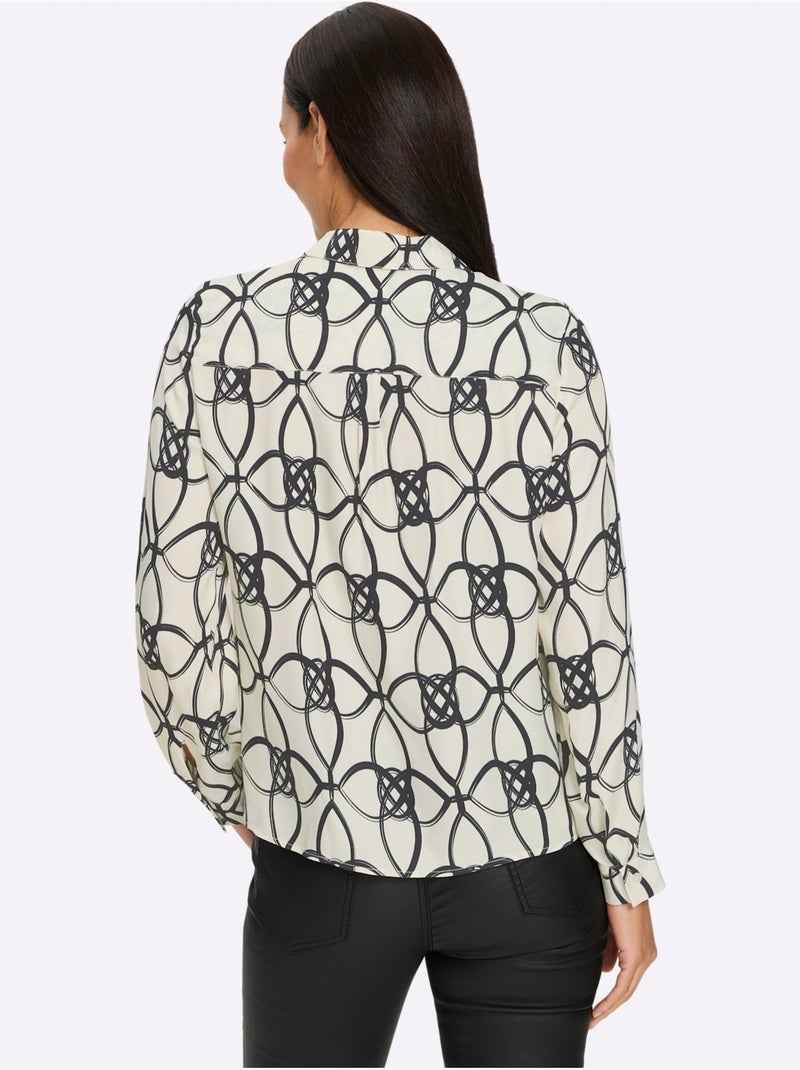 Chemisier Pure Viscose - Taille Standard - Helline Blanc Noir - Kiabi