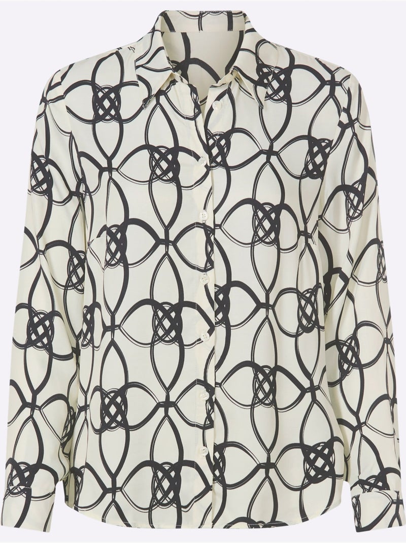 Chemisier Pure Viscose - Taille Standard - Helline Blanc Noir - Kiabi