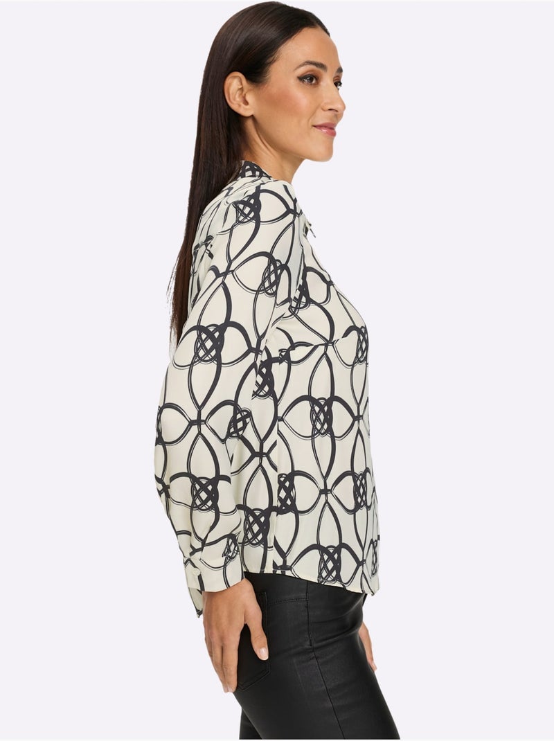 Chemisier Pure Viscose - Taille Standard - Helline Blanc Noir - Kiabi