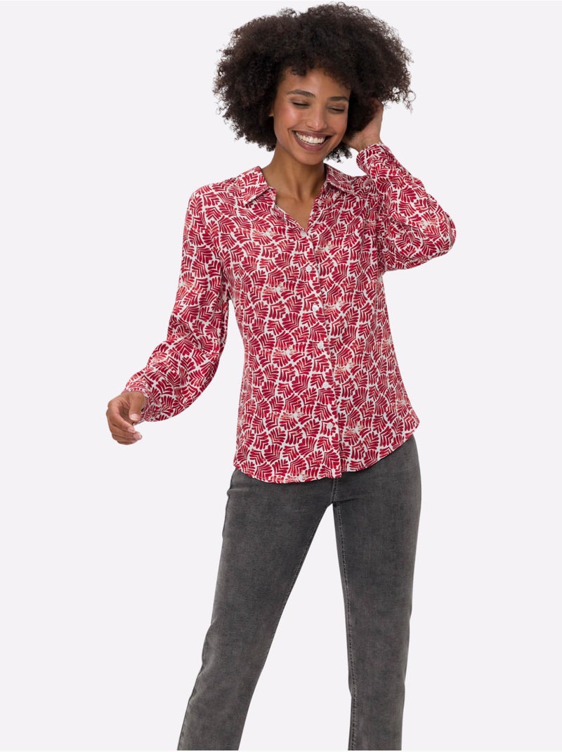 Chemisier Pure Viscose - Taille Standard - Helline Blanc Rouge - Kiabi