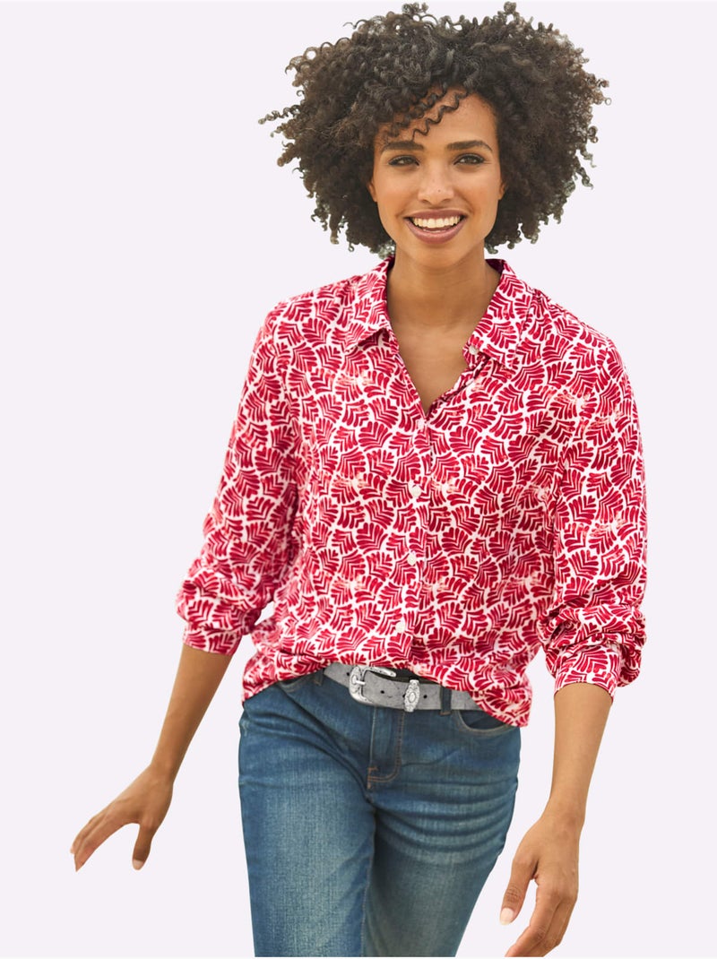 Chemisier Pure Viscose - Taille Standard - Helline Blanc Rouge - Kiabi