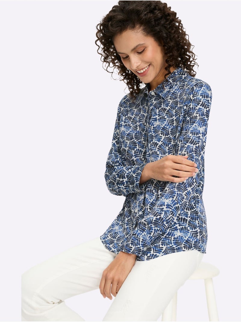 Chemisier Pure Viscose - Taille Standard - Helline Ecru/Marine - Kiabi