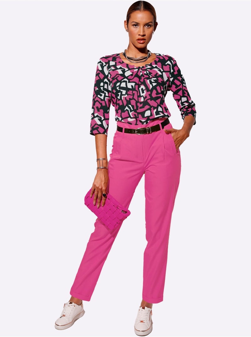 Chemisier Pure Viscose - Taille Standard - Helline Noir Rose - Kiabi