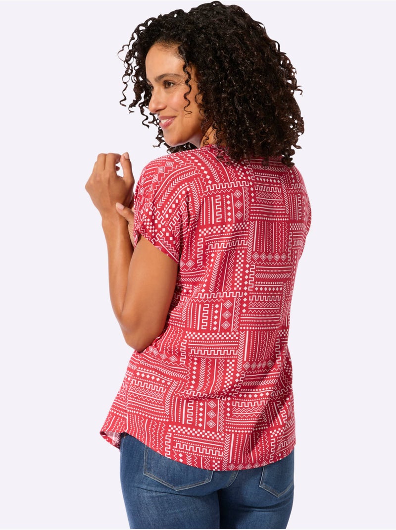 Chemisier Pure Viscose - Taille Standard - Witt Blanc Rouge - Kiabi