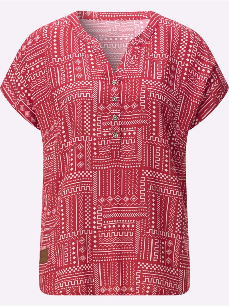 Chemisier Pure Viscose - Taille Standard - Witt Blanc Rouge - Kiabi