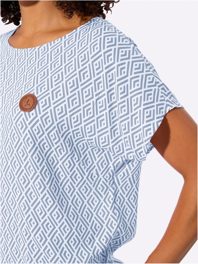 Chemisier Pure Viscose - Taille Standard - Witt Bleu Ecru Bleu - Kiabi