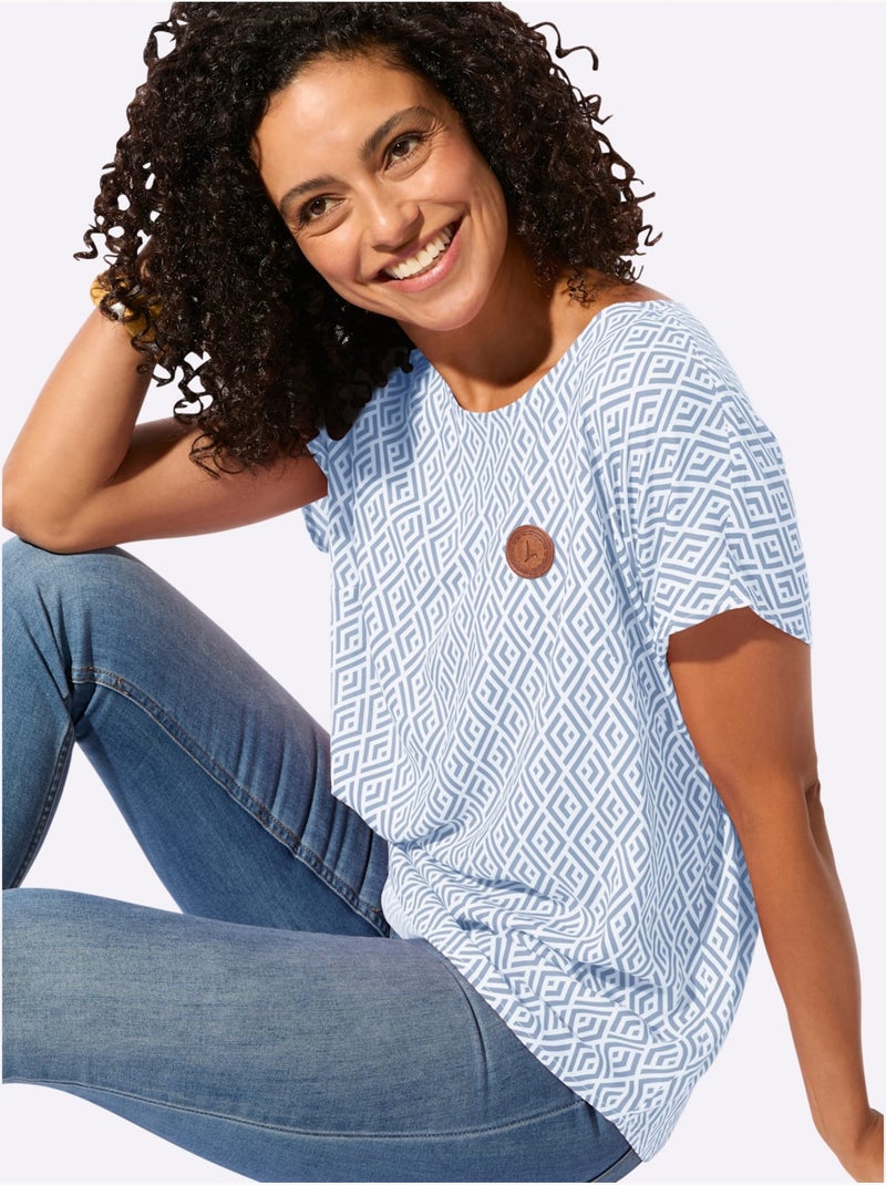 Chemisier Pure Viscose - Taille Standard - Witt Bleu Ecru Bleu - Kiabi