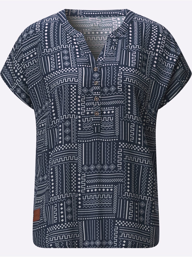 Chemisier Pure Viscose - Taille Standard - Witt Ecru/Marine - Kiabi