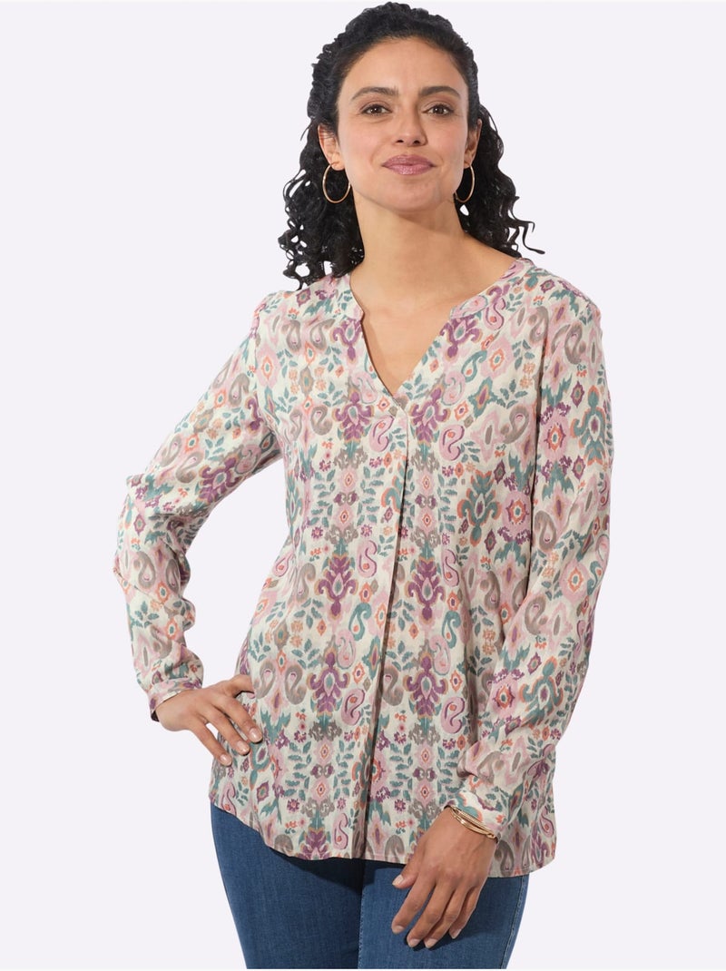 Chemisier Pure Viscose - Taille Standard - Witt Écru/Vert - Kiabi