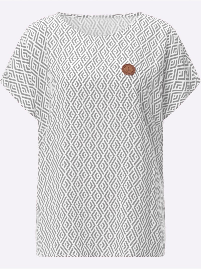 Chemisier Pure Viscose - Taille Standard - Witt Gris Ecru - Kiabi