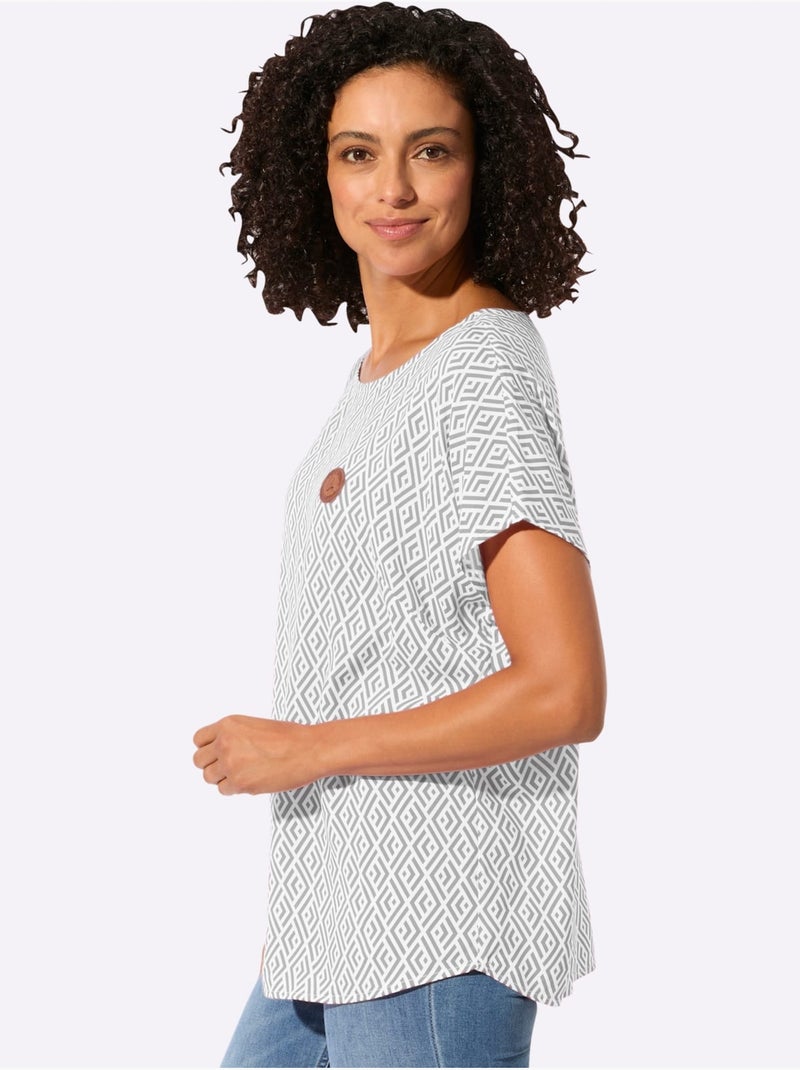 Chemisier Pure Viscose - Taille Standard - Witt Gris Ecru - Kiabi