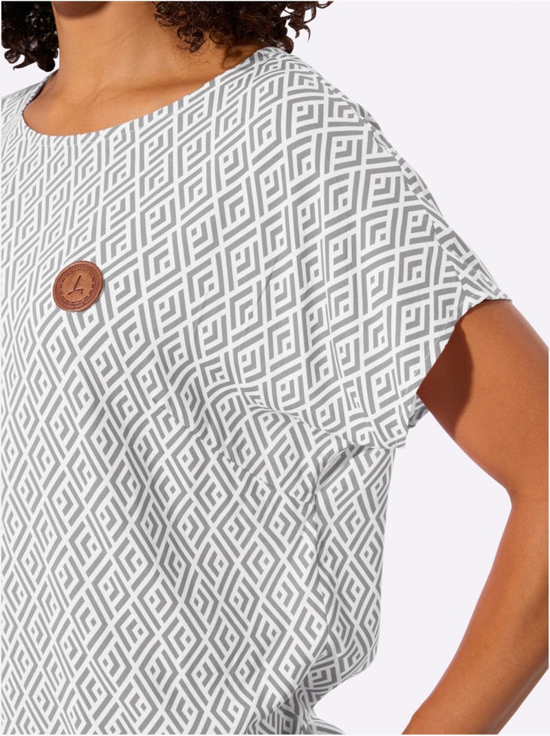 Chemisier Pure Viscose - Taille Standard - Witt Gris Ecru - Kiabi