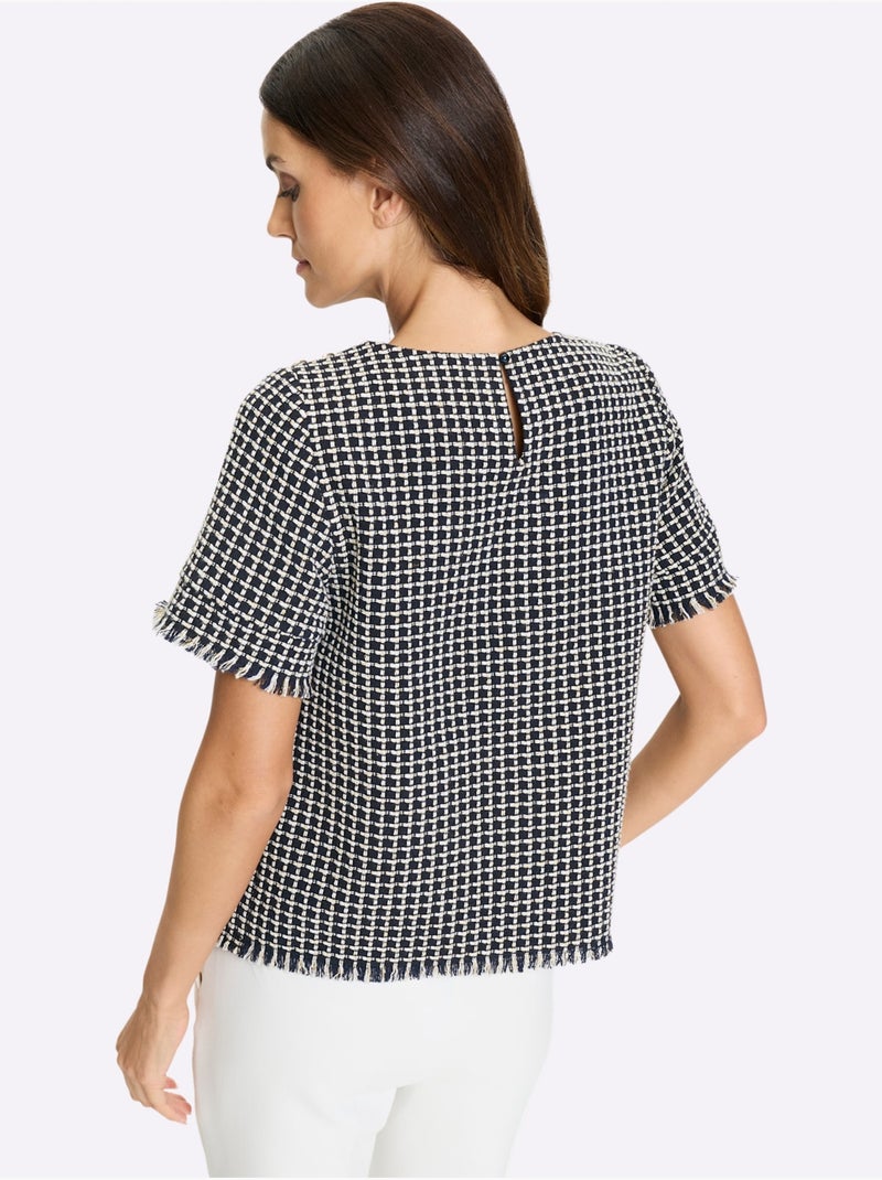 Chemisier Qualité Bouclé Douce - Taille Standard - Helline Ecru/Marine - Kiabi