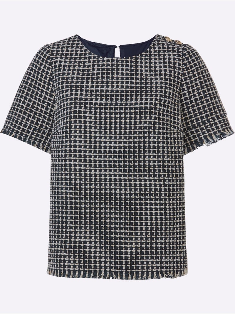 Chemisier Qualité Bouclé Douce - Taille Standard - Helline Ecru/Marine - Kiabi