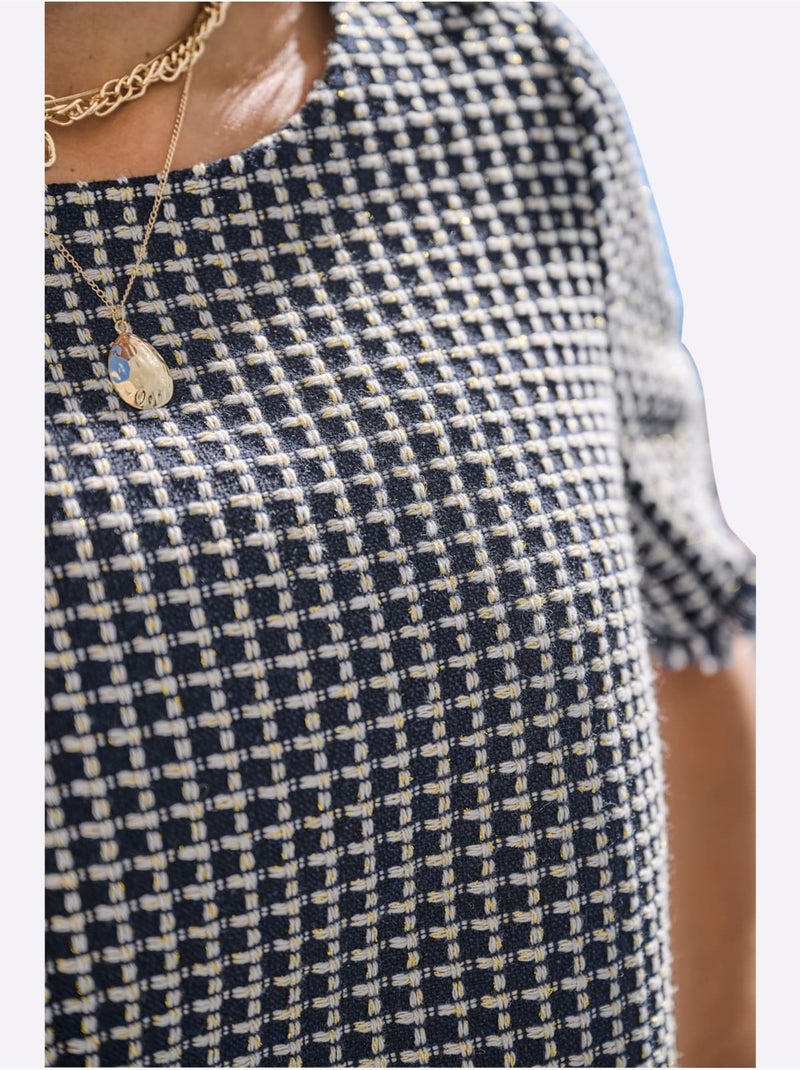 Chemisier Qualité Bouclé Douce - Taille Standard - Helline Ecru/Marine - Kiabi