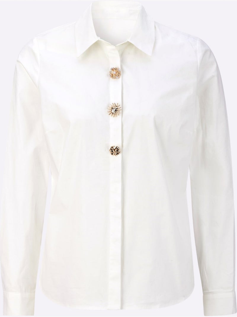 Chemisier qualité coton - taille standard - helline Ecru - Kiabi