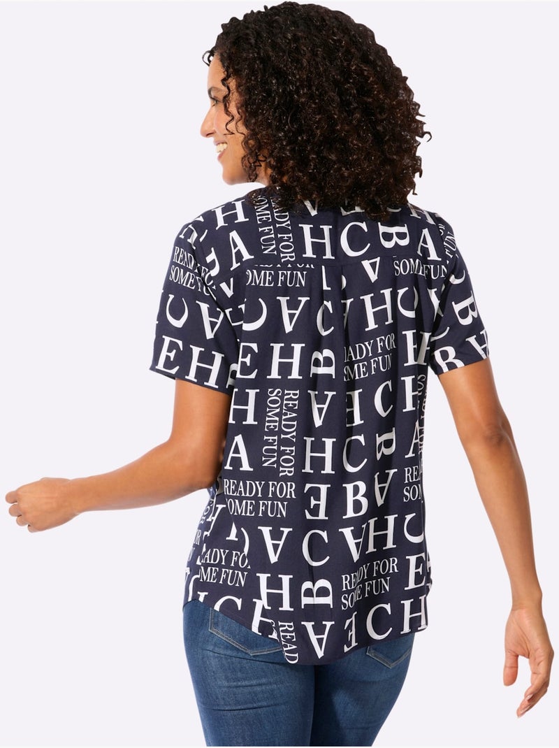 Chemisier Qualité Légère, Confortable à Porter - Taille Standard - Witt Ecru/Marine - Kiabi