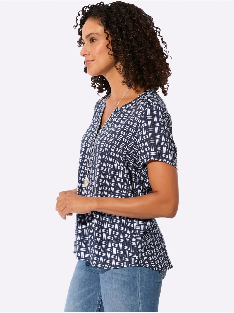 Chemisier Qualité Légère, Confortable à Porter - Taille Standard - Witt Ecru/Marine - Kiabi