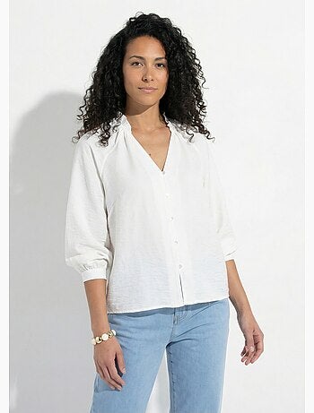 Chemisier raglan ample col V boutonné - Afibel