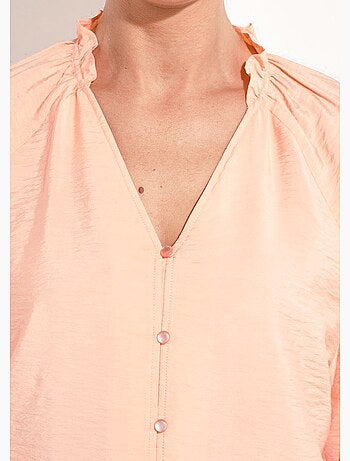 Chemisier raglan ample col V boutonné - Afibel