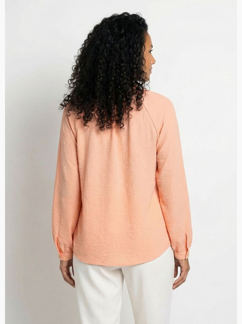 Chemisier raglan ample col V boutonné - Afibel Orange - Kiabi