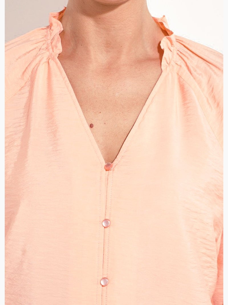Chemisier raglan ample col V boutonné - Afibel Orange - Kiabi
