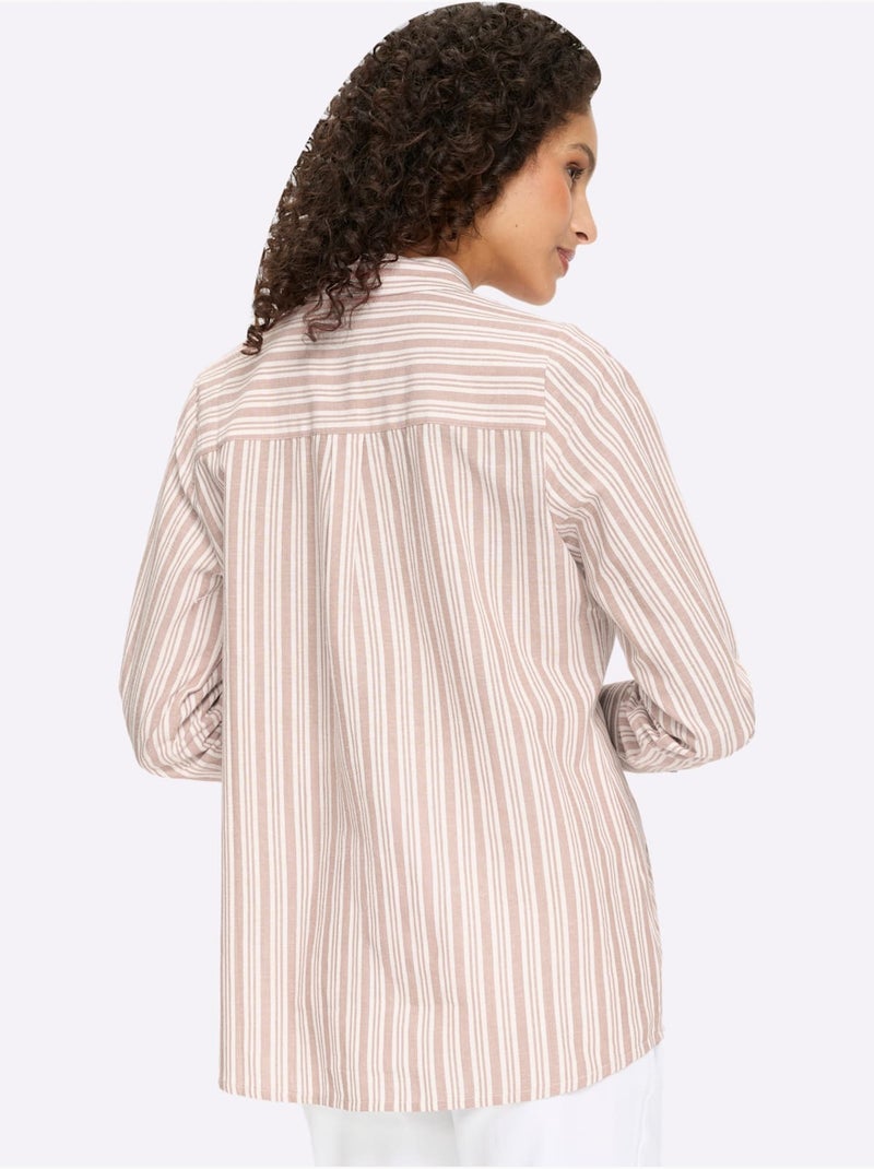 Chemisier rayé 20% lin - taille standard - helline Écru/Vert - Kiabi