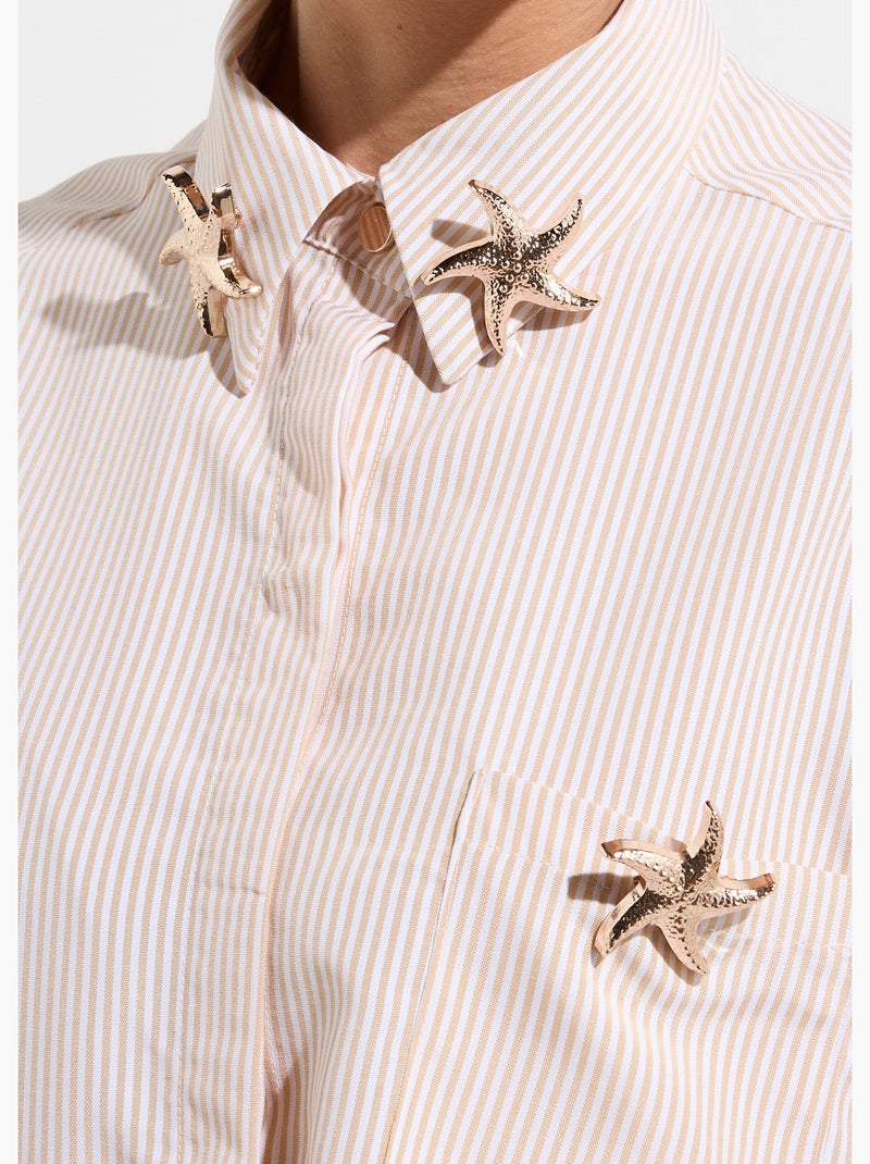 Chemisier rayé + 3 broches métal étoile - AFIBEL Beige - Kiabi