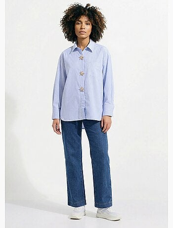 Chemisier rayé + 3 broches métal étoile