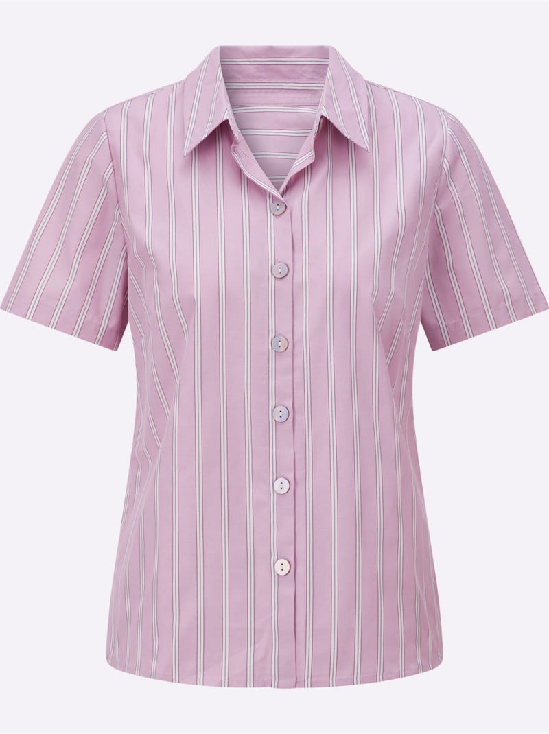 Chemisier Rayé 50% Coton - Taille Standard - Witt Rose - Kiabi