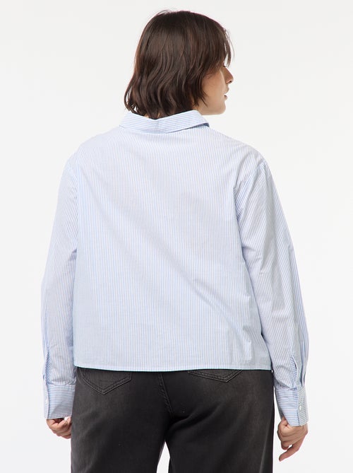 Chemisier rayé à manches longues avec broderies - Kiabi