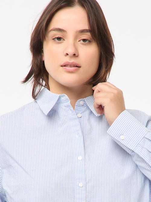 Chemisier rayé à manches longues avec broderies - Kiabi