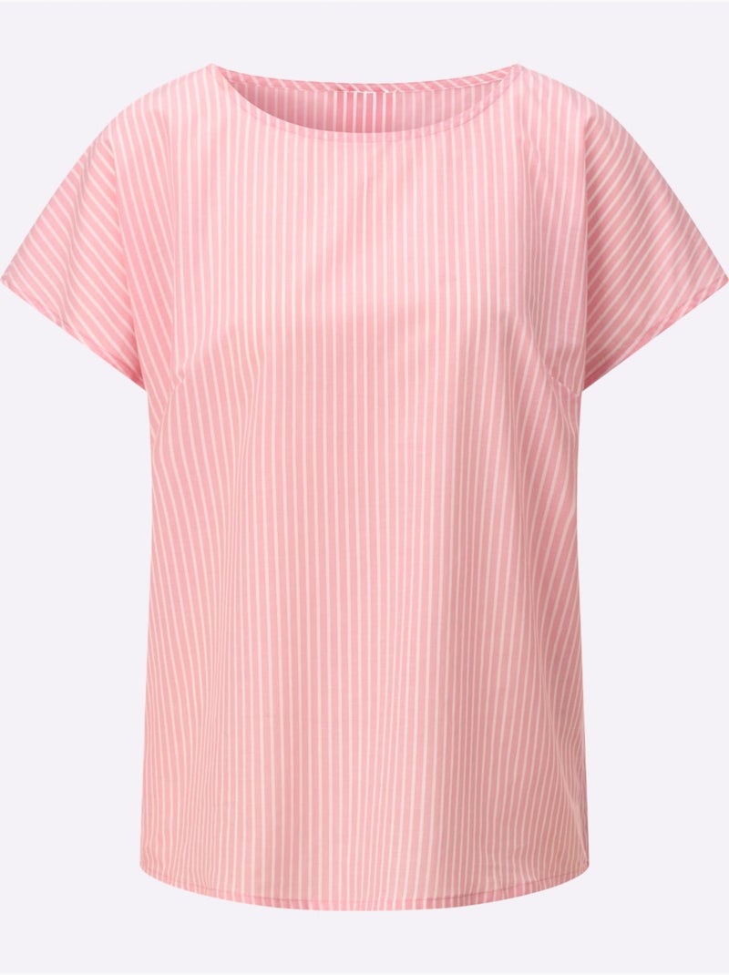 Chemisier rayé certifié par l'exigeant label gots - taille standard - witt Blanc Rose - Kiabi