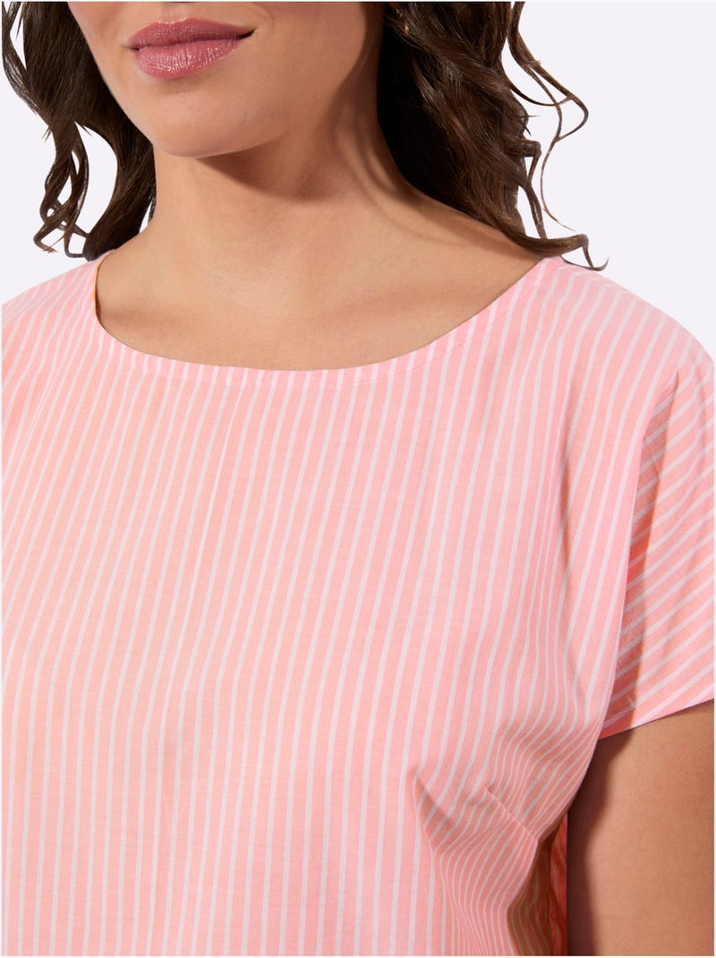 Chemisier rayé certifié par l'exigeant label gots - taille standard - witt Blanc Rose - Kiabi