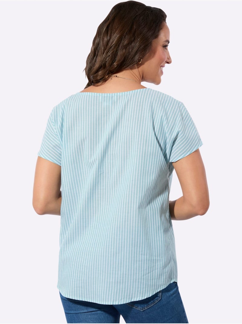 Chemisier Rayé Certifié Par L'exigeant Label Gots - Taille Standard - Witt Bleu Blanc - Kiabi