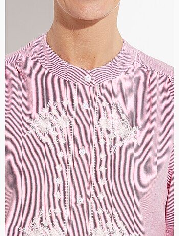 Chemisier rayé col rond et broderies - AFIBEL