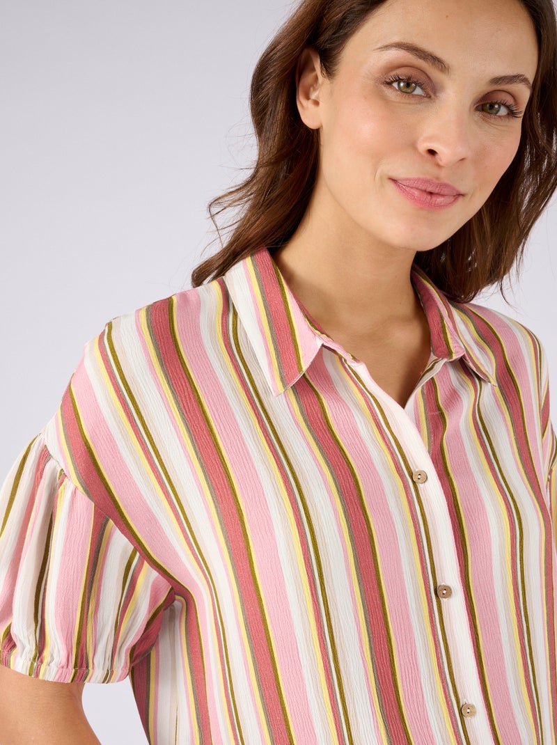 Chemisier rayé en tissu créponné pure viscose - Damart Rose - Kiabi