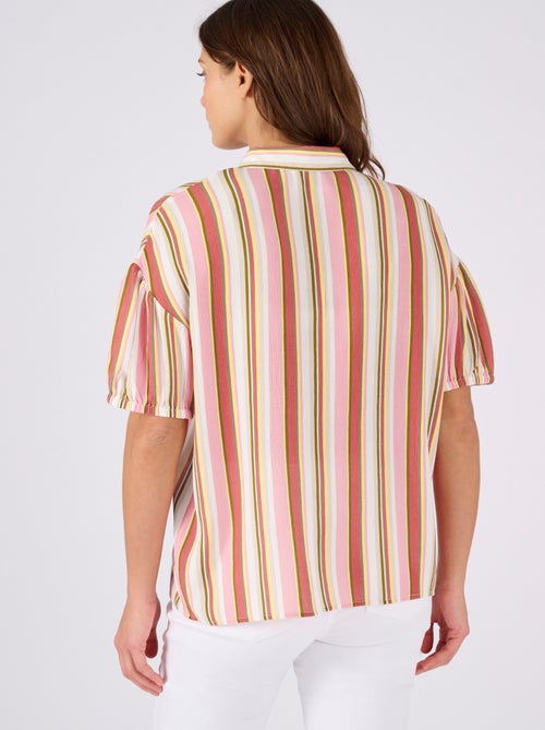 Chemisier rayé en tissu créponné pure viscose - Damart - Kiabi