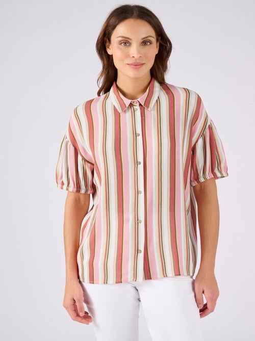 Chemisier rayé en tissu créponné pure viscose - Damart - Kiabi
